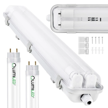 Hermetické Prachotěsné svítidlo 2x T8, G13 IP65 120cm + LED Trubice 18W 4000K LUMILED