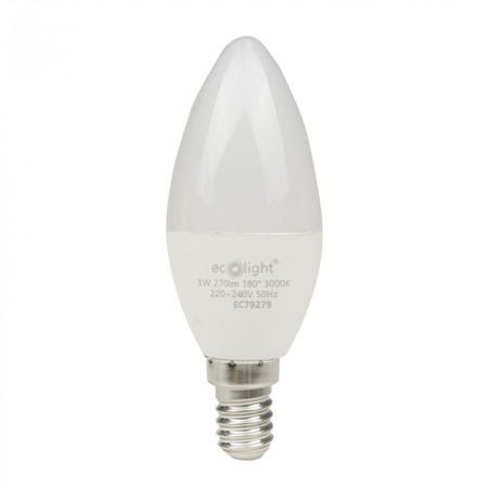 LED žárovka svíčka B37 E14 3W 270lm 3000K teplá bílá Ecolight