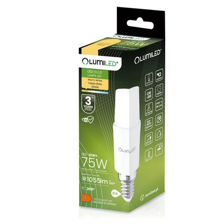 Žárovka LED E14, 10W = 75W 1055lm 3000K Teplá bílá Stick LUMILED