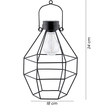 LED solární lampa Venkovní zahradní stojací závěsná lucerna 3000K IP44 25cm soumrakový senzor