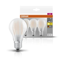 3x LED žárovka E27 A60 7W = 60W 806lm 2700K Teplá bílá 300° vlákno OSRAM Základna