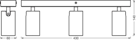 LED bodové nástěnné svítidlo 3-bodové stmívatelné 10,2W GU10 černé LEDVANCE