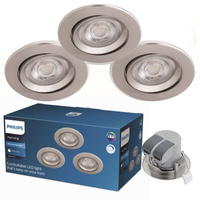 3x LED SPARKLE 5W 2700K Stmívatelné kulaté saténové svítidlo pro zápustnou montáž PHILIPS