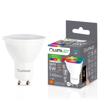 GU10 LED žárovka 5W 450lm RGB CCT Stmívatelné Smart TUYA WiFi SMART SAYO LUMILED