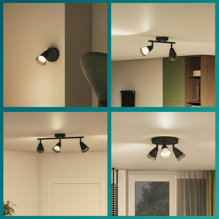 Stropní bodové svítidlo pro povrchovou montáž 4x GU10 Black Cleft Philips