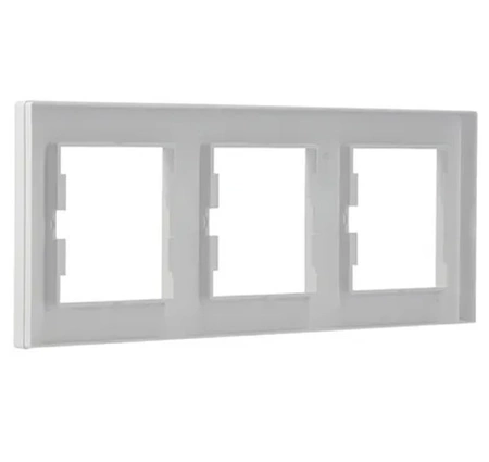 3-násobný horizontální rám pro trojzásuvku. bílá ASFORA