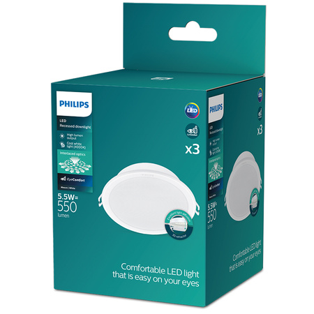 Sada x3 LED panelů Zapuštěné vestavné svítidlo MESON 5,5W 4000K PHILIPS