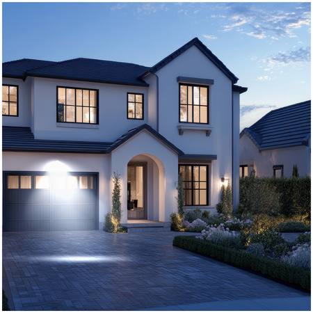 Venkovní LED reflektor Zahrada 20W 1600lm 6500K Studený 120° se senzorem pohybu a soumraku IP65 Černá MHC Kobi