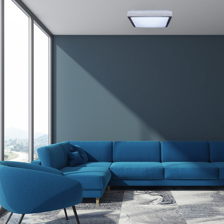 Plafond LED stropní svítidlo 41cm 2x E27 Chrome Square + 2x LED žárovka 10W 3000K Lumiled