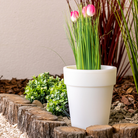 LED solární zahradní lampa bílá KVĚTINÁČEK 4000K Neutrální bila GOLDLUX (Polux)