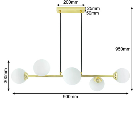 Stropní závěsné svítidlo 6xE27 GOLD PALLE Skleněná lustrová stínidla