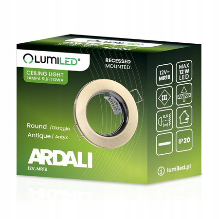 Halogenová Podhledové svítidlo GU10, MR16 Stálá Kulatá Antický Plech ARDALI LUMILED