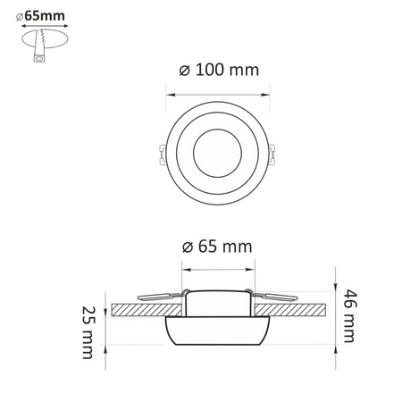 Helios GOLDLUX (Polux) zapuštěné sádrové stropní svítidlo. kulaté. červené lesklé MR16