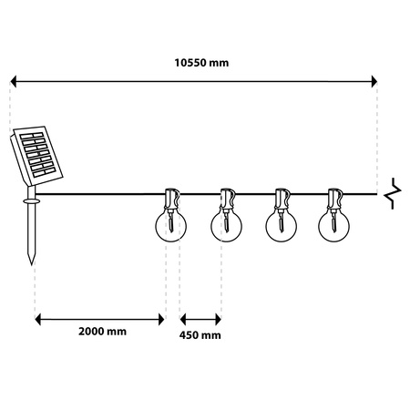 Solar Garden Girland 20x LED okrasné koule 10,55 m 2700K Warm + dálkové ovládání CALLIS2 LUMILED