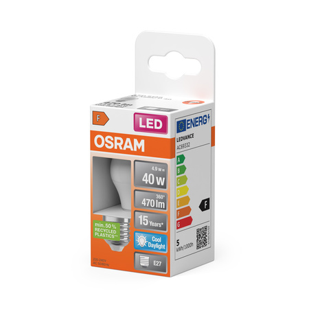 LED žárovka P45 Ball E27 4,9W = 40W 470lm 6500K Cold 150° STAR CLASSIC Osram