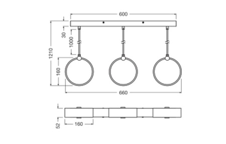 Dekorativní závěsná stropní lampa LED 20W 1300lm 3000K - 4200K - 6500K CCT Black Decor Ledvance
