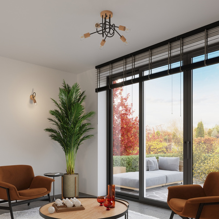 Nástěnné svítidlo E27 Natural Wood Black Ember Peach Puff SL.1476 Sollux