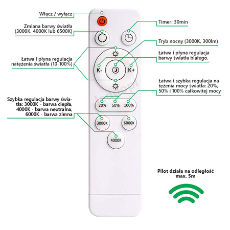 LED stropní svítidlo ARION 36W 3060lm 49cm GOLDLUX (Polux) + dálkové ovládání 3000K-6500K