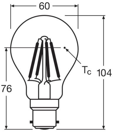 LED žárovka A60 B22d 7W = 60W 806lm 2700K teplá bílá FILAMENTNÍ STMÍVATELNÁ LEDVANCE