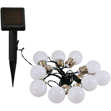 SOLÁRNÍ GARLAND zahradní DEKORATIVNÍ Světelný řetěz 3.8m 10 koulí MILKY 3000K