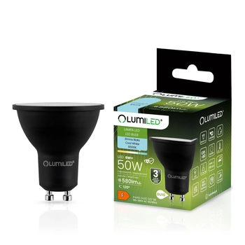 Žárovka LED GU10, 6W = 60W 580lm 6500K Studená bílá 120° Černá LUMILED