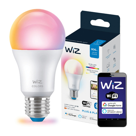 LED žárovka E27 A60 8W = 60W 2200-6500K + RGB SMART WiFi WiZ