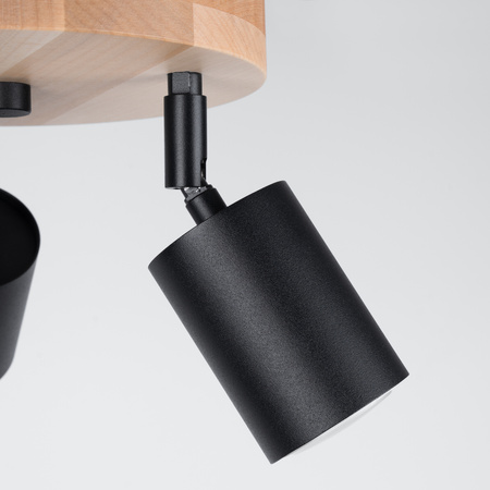 VERDO 3P 3xGU10 Černé dřevěné skandinávské stropní svítidlo SOLLUX