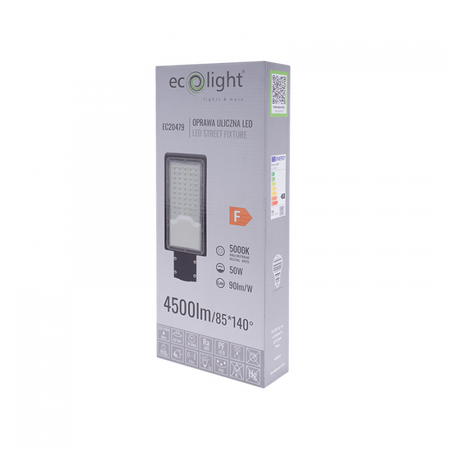 LED pouliční osvětlení 50W 4500lm 5000K studené IP65 ECONOMY Ecolight