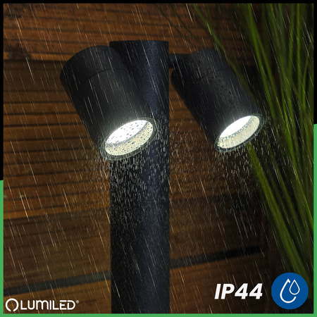 Venkovní zahradní lampa 2x GU10, sloupek stojací reflektor 45cm LUMILED