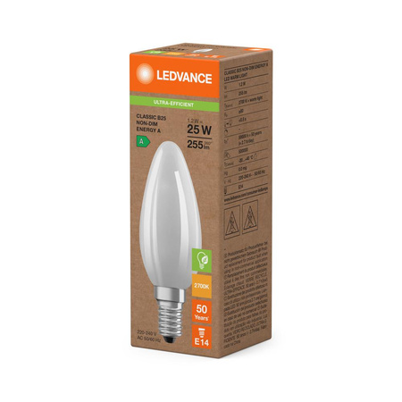 LED žárovka E14 B35 1,2W = 25W 255lm 2700K teplá bílá 330° Ledvance