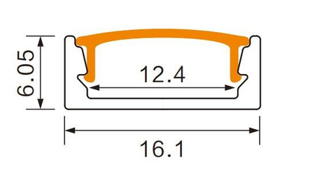 Hliníkový povrchový profil LED černý 2m s matným difuzorem pro LED pásky + krytky Ecolight řady N