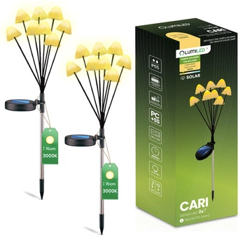 2x Solární LED lampa IP65, 3000K CARI LUMILED