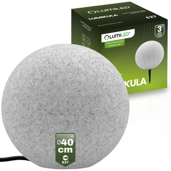 Venkovní lampa E27, KAMENNÁ KOULE LED IP65 40cm LUMILKULA LUMILED