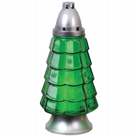 6x Skleněná svíčka na vánoční stromeček s 40h vložkou na hrob 28 cm