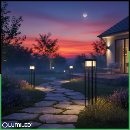 LED 12W 3000K 60cm černá QUERCUS LUMILED venkovní stojanová zahradní lampa