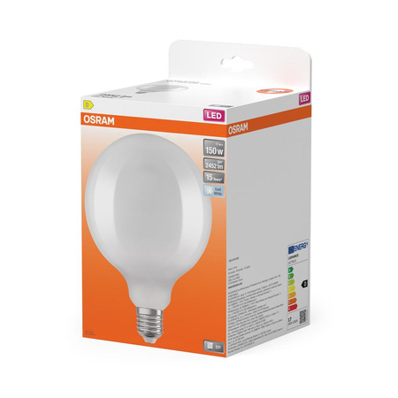 LED žárovka E27 G125 17W = 150W 2542lm 4000K Neutrální 320° vlákno OSRAM STAR