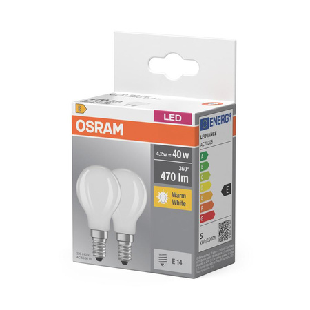2PAK LED žárovka E14 P45 4W = 40W 470lm 2700K teplá patice OSRAM