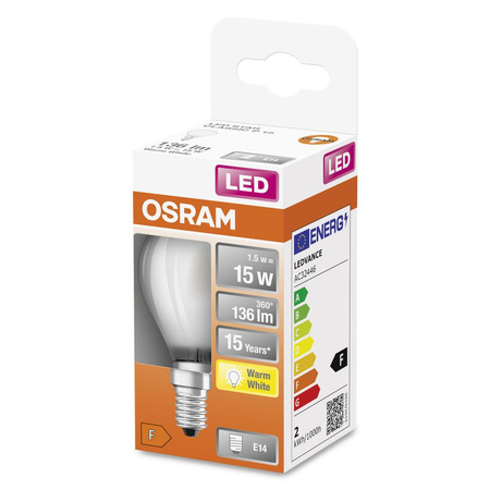 E14 P45 LED žárovka 1.5W = 15W 136lm 2700K Teplá bílá 300° vlákno OSRAM STAR