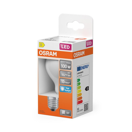 LED žárovka E27 A60 11W = 100W 1521lm 6500K Studená bílá 300° vlákno OSRAM STAR