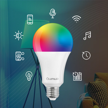 Žárovka LED E27, A70 15W = 100W 1500lm RGB CCT Stmívatelná Inteligentní TUYA WiFi SMART SAYO LUMILED