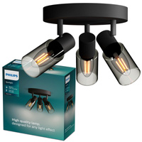 Reflektorové stropní svítidlo 3x E14 Black Palms Philips