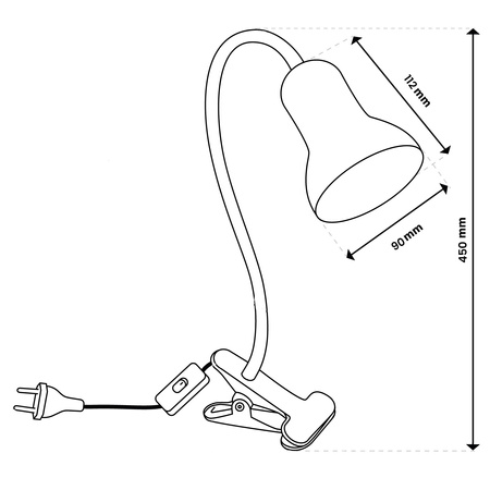 Stolní lampa Stolní nastavitelná DONA Školní noční světlo E27 Klip Černá LUMILED