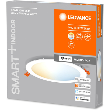 LED DOWNLIGHT 22W 2000lm CCT 22,5cm SMART+ WIFI LEDVANCE panelové svítidlo pro zápustnou montáž