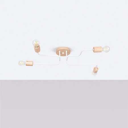 Stropní lustr 4x E27 Přírodní dřevo Bílý Timbo Peach Puff SL.1665 Sollux