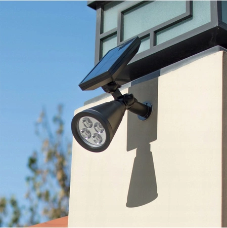 LED solární zahradní lampa reflektor 2W Studená bílá IP65 soumrakový senzor