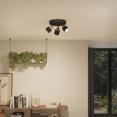 Reflektorové stropní svítidlo 3x GU10 černá-měděná Niall Philips