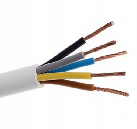 Drátový kabel OWY H05VV-F 300/500V 5x4mm Bílý 1m EL.KABEL