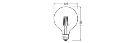LED žárovka G125 E27 3,4W = 40W 470lm 2700K Warm 300° Filament Performance Class Ledvance