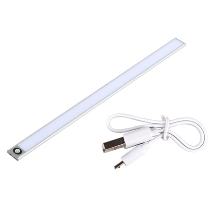 LED podskříňová lampa samolepicí nábytkový pásek 2W 4500K 40cm s pohybovým senzorem stříbrná