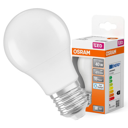 LED žárovka A55 E27 4,9W = 40W 470lm 6500K studená bílá 200° STAR CLASSIC Osram
